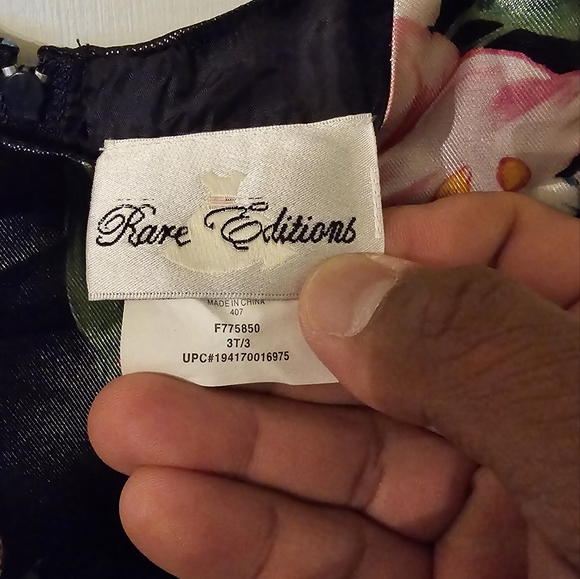 Rare Editions Toddler Girl's Navy Blue Floral Dress Size 3T - Picture 3 of 3